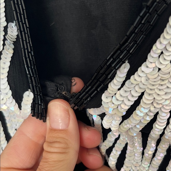 80s Vintage Nipon Night Women's Black and White sequin detailed Blazer - Picture 4 of 15